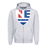 Heather Grey new england college shield vectorized Zipper Hoodie - linhVisuals
