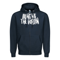Navy be happy Zipper Hoodie - linhVisuals