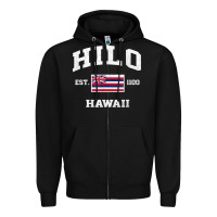 Black hilo hawaii hi vintage state athletic style t shirt Zipper Hoodie - linhVisuals