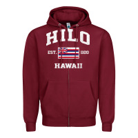 Burgundy hilo hawaii hi vintage state athletic style t shirt Zipper Hoodie - linhVisuals