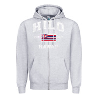 Heather Grey hilo hawaii hi vintage state athletic style t shirt Zipper Hoodie - linhVisuals