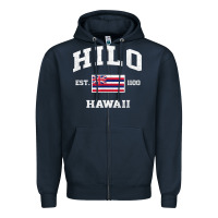 Navy hilo hawaii hi vintage state athletic style t shirt Zipper Hoodie - linhVisuals