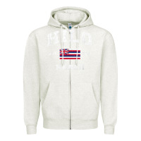 Oatmeal Heather hilo hawaii hi vintage state athletic style t shirt Zipper Hoodie - linhVisuals