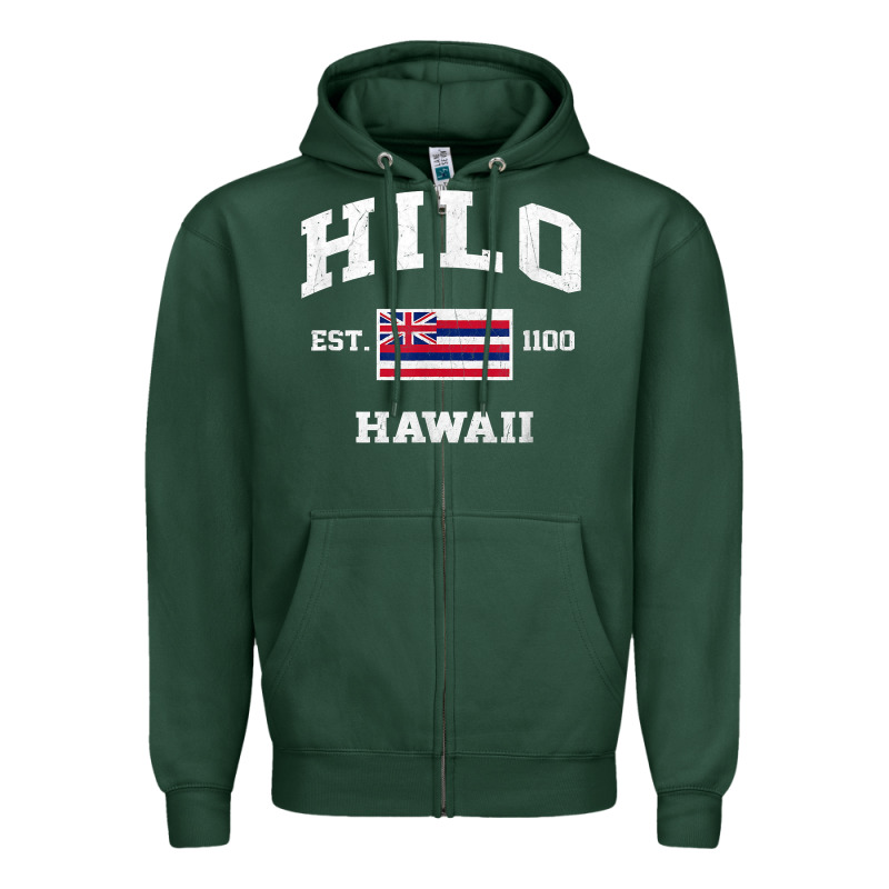 Hilo Hawaii Hi Vintage State Athletic Style T Shirt Zipper Hoodie by linhVisuals | Teevron