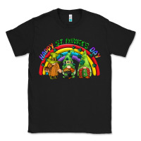 Black Happy St. Patrick's Day rainbow gnomes Classic Tee - CowGirlArtShop