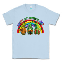 Dusty Blue Happy St. Patrick's Day rainbow gnomes Classic Tee - CowGirlArtShop