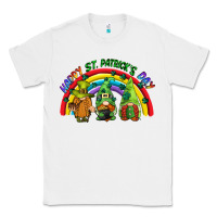 White Happy St. Patrick's Day rainbow gnomes Classic Tee - CowGirlArtShop
