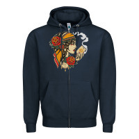 Navy Dirty honey Zipper Hoodie - linhVisuals