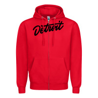 Red DETROIT Zipper Hoodie - linhVisuals