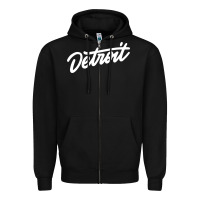 Black DETROIT Zipper Hoodie - linhVisuals