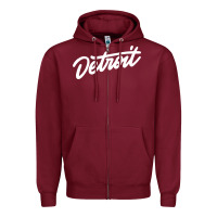 Burgundy DETROIT Zipper Hoodie - linhVisuals