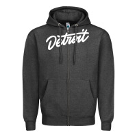 Charcoal Heather DETROIT Zipper Hoodie - linhVisuals
