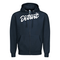 Navy DETROIT Zipper Hoodie - linhVisuals