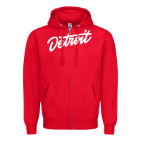 Red DETROIT Zipper Hoodie - linhVisuals