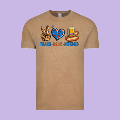 Peace Love Hotdog Vintage Tee Designed By Bundleandbundleshop