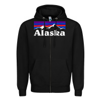 Black alaska retro vintage mountains & outdoors wilderness state Zipper Hoodie - linhVisuals