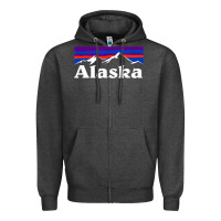 Charcoal Heather alaska retro vintage mountains & outdoors wilderness state Zipper Hoodie - linhVisuals