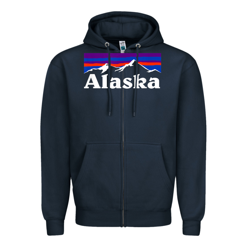 Alaska Retro Vintage Mountains & Outdoors Wilderness State Zipper Hoodie by linhVisuals | Teevron