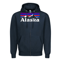 Navy alaska retro vintage mountains & outdoors wilderness state Zipper Hoodie - linhVisuals
