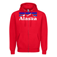 Red alaska retro vintage mountains & outdoors wilderness state Zipper Hoodie - linhVisuals