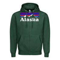 Sports Green alaska retro vintage mountains & outdoors wilderness state Zipper Hoodie - linhVisuals