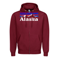 Burgundy alaska retro vintage mountains & outdoors wilderness state Zipper Hoodie - linhVisuals
