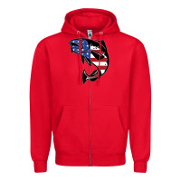 Red american cod fish design fishing lover fisherman usa premium Zipper Hoodie - linhVisuals