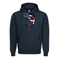 Navy american cod fish design fishing lover fisherman usa premium Zipper Hoodie - linhVisuals