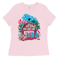 Bubblegum Pink Barn in the USA Ladies Tee - FaDigitalArtStudio