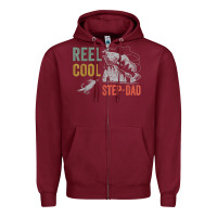 Burgundy mens reel cool step dad fishing funny fathers day Zipper Hoodie - linhVisuals