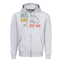 Heather Grey mens reel cool step dad fishing funny fathers day Zipper Hoodie - linhVisuals