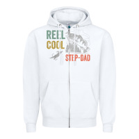 White mens reel cool step dad fishing funny fathers day Zipper Hoodie - linhVisuals