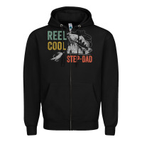 Black mens reel cool step dad fishing funny fathers day Zipper Hoodie - linhVisuals