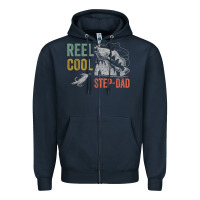 Navy mens reel cool step dad fishing funny fathers day Zipper Hoodie - linhVisuals