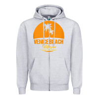 Heather Grey california venice beach tank top Zipper Hoodie - linhVisuals