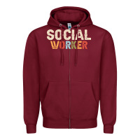 Burgundy Social Worker Job Occupation Funny Birthday Zipper Hoodie - linhVisuals
