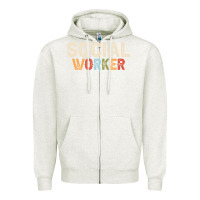 Oatmeal Heather Social Worker Job Occupation Funny Birthday Zipper Hoodie - linhVisuals