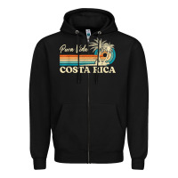 Black costa rica retro beach vacation costa rica souvenir beach t shirt Zipper Hoodie - linhVisuals