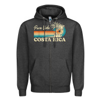 Charcoal Heather costa rica retro beach vacation costa rica souvenir beach t shirt Zipper Hoodie - linhVisuals