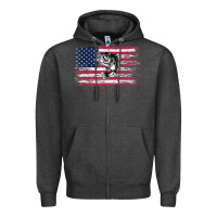 Charcoal Heather bass fishing distressed american flag essential Zipper Hoodie - linhVisuals