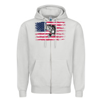 Dove Grey bass fishing distressed american flag essential Zipper Hoodie - linhVisuals