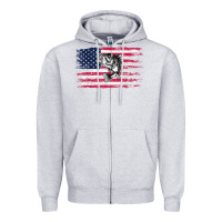 Heather Grey bass fishing distressed american flag essential Zipper Hoodie - linhVisuals