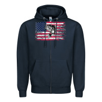 Navy bass fishing distressed american flag essential Zipper Hoodie - linhVisuals