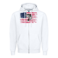 White bass fishing distressed american flag essential Zipper Hoodie - linhVisuals