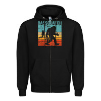 Black bassquatch! funny bigfoot fishing outdoor retro Zipper Hoodie - linhVisuals