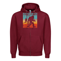 Burgundy bassquatch! funny bigfoot fishing outdoor retro Zipper Hoodie - linhVisuals