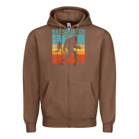 Chestnut bassquatch! funny bigfoot fishing outdoor retro Zipper Hoodie - linhVisuals