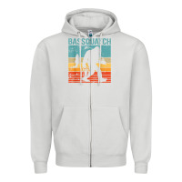 Dove Grey bassquatch! funny bigfoot fishing outdoor retro Zipper Hoodie - linhVisuals