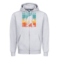 Heather Grey bassquatch! funny bigfoot fishing outdoor retro Zipper Hoodie - linhVisuals