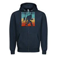 Navy bassquatch! funny bigfoot fishing outdoor retro Zipper Hoodie - linhVisuals